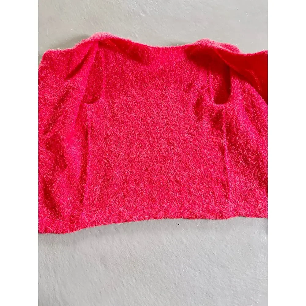Y2K Cherry Red Fuzzy Knit 3 Piece Set Holiday Party Perfect Size S/M